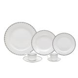 Aparelho De Jantar 42 Pcs De Porcelana Bone China Minsk Prateado - Wolff