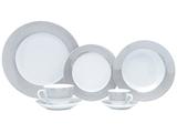 Aparelho de Jantar 42 Peças Bon Gourmet Redondo - Branco e Cinza Porcelana White Mail Box