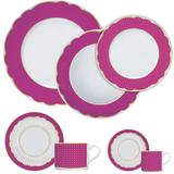 Aparelho De Jantar 42 Peças Branco E Pink Royal Ruby Germer