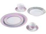 Aparelho de Jantar 42 Peças Casambiente Porcelana - Redondo Branco e Rosa Royal Castle
