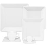 Aparelho De Jantar 42 Peças Oxford - Porcelana Quadrado Quartier White