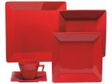 Aparelho de Jantar 42 Peças Oxford Porcelana - Quadrado Vermelho Quartier Red