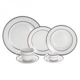 Aparelho de Jantar 42 Peças Porcelana Alto Relevo Wolff Rojemac Branco/Azul/Prata