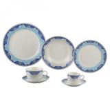 Aparelho de Jantar 42 Peças Porcelana Perca Wolff Rojemac Branco/Azul