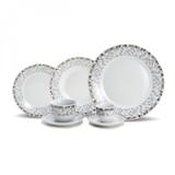 Aparelho de Jantar 42 Peças Porcelana Sorrento Wolff Rojemac Branco/Cinza