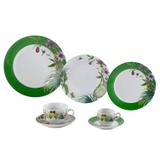 Aparelho de Jantar 42 Peças Porcelana Vigo Wolff Rojemac Branco/Verde
