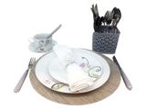 Aparelho de Jantar Chá 45 Peças Casambiente - Porcelana Cinza e Branco Alegra
