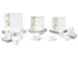 Aparelho de Jantar Chá Café 42 Peças Oxford - Porcelana Quadrado Branco e Verde GM42241615