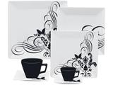 Aparelho de Jantar Chá Café 42 Peças Oxford - Porcelana Quadrado Quartier Tattoo 2414
