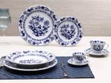Aparelho de Jantar Chá Café 42 Peças Schmidt - Porcelana Redondo Branco e Azul Plus Cebolinha