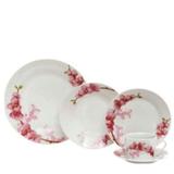 Aparelho de Jantar e Chá 20pcs Flores Rosas Porcelana Casa Ambiente - Casambiente