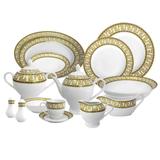 Aparelho de Jantar Estilo Grego com Detalhes em Dourado - 81 Peças - Prime home decor