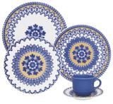 Aparelho de Jantar Floreal La Carreta 30 Peças Branco e Azul - Oxford