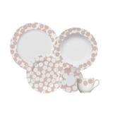 Aparelho De Jantar Germer Confetti Blush Porcelana 30 Peças Branco