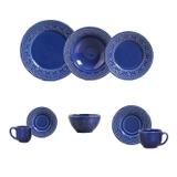Aparelho de jantar madeleine azul navy 42 pcs mais 6 bowls porto brasil