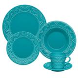 Aparelho De Jantar Oxford 20 Peças Serena Turquesa Azul E Verde