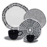 Aparelho De Jantar Oxford Porcelana 42 Peças Ryo Ink Branco/Preto