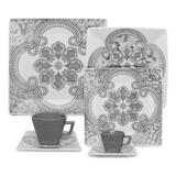 Aparelho De Jantar Oxford Quartier 42 Peças Porcelana Cinza