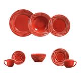 Aparelho de jantar plisse vermelho 42 pcs mais 6 bowls porto brasil