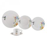 Aparelho de Jantar Porcelana 20 Peças Beija-Flor Redondo Lyor Branco