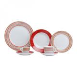 Aparelho de Jantar Porcelana 42 Peças Super White Colorado Mail Box Redondo Lyor Vermelho