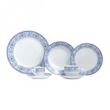 Aparelho de Jantar Porcelana 42 Peças Super White Sintra Mail Box Lyor Azul/Branco