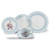 Aparelho de Jantar Porcelana Flor Azul 20 Peças Class Home