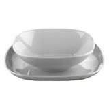 Aparelho de Jantar Quadrado Branco com 18 Peças - A/CASA