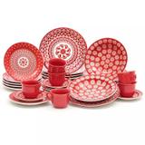 Aparelho de Jantar Vermelho 30 peças Renda Oxford Porcelanas