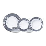 Aparelho De Jantar Wolff Flower 42 Peças Porcelena Branco E Cinza