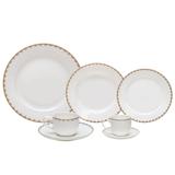 Aparelho Jantar Wolff Bone China Minsk Dourado 42 Peças Porcelana