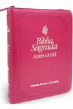 ARC045HLMZFB - Bíblia Sagrada - Harpa Cristã e Índice - Zíper - Pequena - Pink - Casa publicadora das asembleias de deus