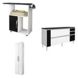 Área de Serviço Completa MadeiraMadeira com Tábua de Passar, Balcão e Armário Multiuso 424174 Branco - Chf