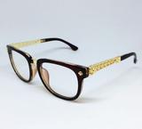 Armação para Óculos de Grau de Acetato e com Detalhes Floridos - Cor: Marrom ou preto - Vinkin