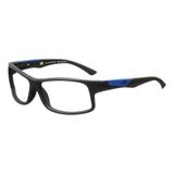 Armação receituário mormaii vibe preto fosco com haste azul preto-azul