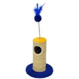 Arranhador brinquedo para Gatos com bolinha pêndulo interna e chocalho joão-bobo externo Pelúcia Sisal Horus São Pet 24x33cm