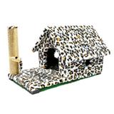 Arranhador Casa Gato Chalé Com Varanda Estampa Animal - Murano