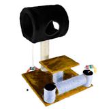 Arranhador Para Gatos Toca Piso Gira Gira Pelucia Sisal Preto e Caramelo - Murano