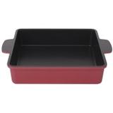 Assadeira Quadrada Antiaderente Le Cook Aluminio Injetado Vermelho 23x23cm.