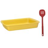 Assadeira Retangular 3000ml Amarelo + 1 Utensílio Gourmet Mondoceram