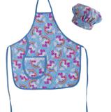 Avental Infantil Com Chapéu De Cozinheiro Unicórnio Azul - Recanto da costura
