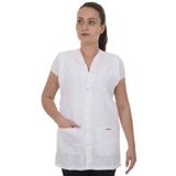 Avental / Jaleco De Enfermagem Em Algodão Sem Manga Branco - Artipé