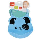 Babador de Silicone Com Pega Migalhas Cachorro Azul - Buba