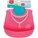 Babador De Silicone Com Pega Migalhas Rosa Menina Buba - Buba baby