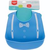 Babador Em Silicone Com Pega Migalhas Azul Men Gravata - Buba baby