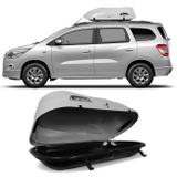 Bagageiro Maleiro de Teto Motobul Chevrolet Spin 2012 a 2018 400 Litros Cinza e Preto com Chave