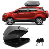 Bagageiro Maleiro de Teto Motobul Ecosport 2003 a 2018 Cinza 600 Litros 50kg com Adesivo Chave