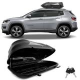 Bagageiro Maleiro de Teto Motobul Jeep Compass 2012 a 2018 400 Litros Preto com Chave