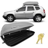 Bagageiro Maleiro de Teto Thule Jetbag Conquest Renault Duster 10 a 18 50KG 450 Litros Cinza e Preto