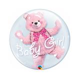 Balão 24" BUBBLE DUPLO Baby Gilr Ursinho Rosa - Festabox